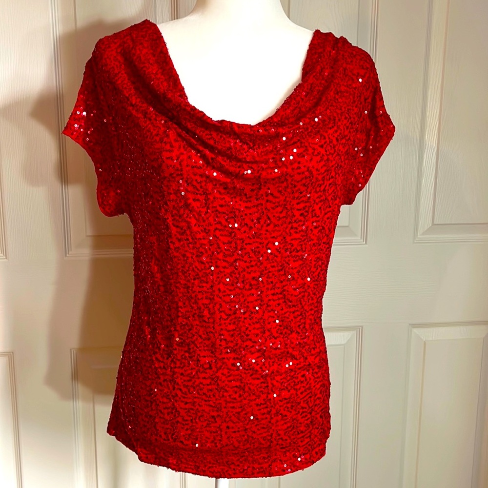 INC International Concepts:  Red Sequence Top